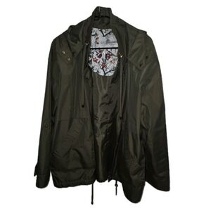 Fleet Street Women's Sz L Olive Green‎ Hooded Wind Breaker/Jacket